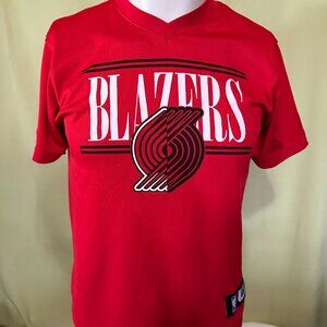 Portland Trailblazers Men's Red V Neck Athletic Shirt Small NBA Polyester